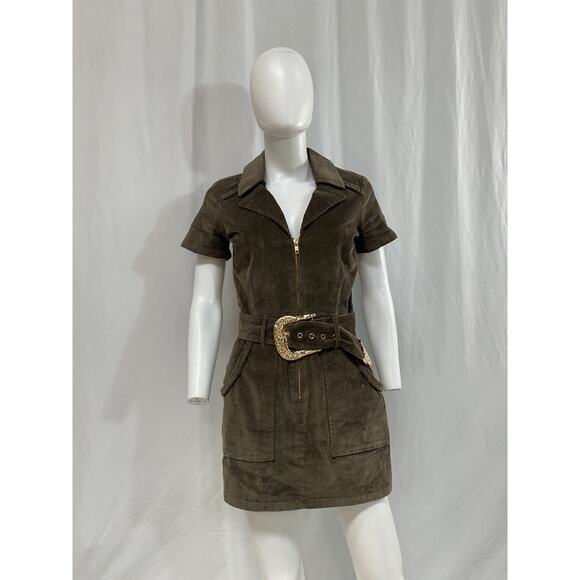 Show Me Your Mumu 'Outlaw' Green Corduroy Dress Size S - Picture 2 of 5